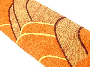 手織り真綿紬　遠山模様織り出し　名古屋帯